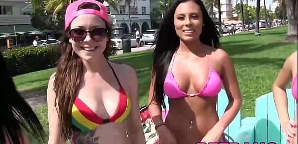  Schoolgirl babes pounded after some fun on the beach